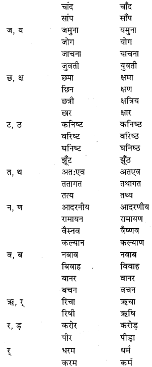 RBSE Class 9 Hindi व्याकरण शब्द-शुद्धि 2