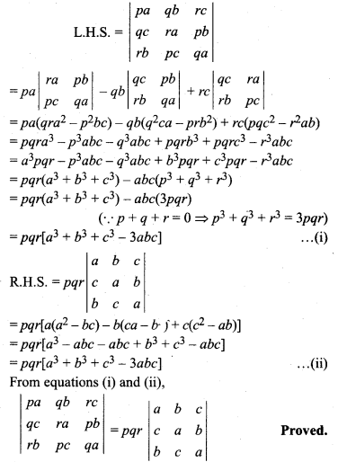 RBSE Solutions for Class 12 Maths Chapter 4 Determinants Miscellaneous Exercise