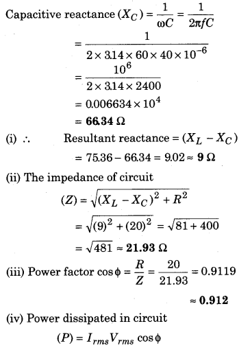 RBSE Solutions for Class 12 Physics Chapter 10 Alternating Current 44