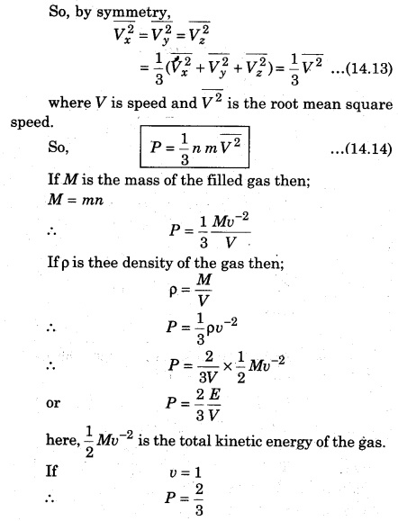 RBSE Solutions for Class 11 Physics Chapter 14 Kinetic Theory of Gases