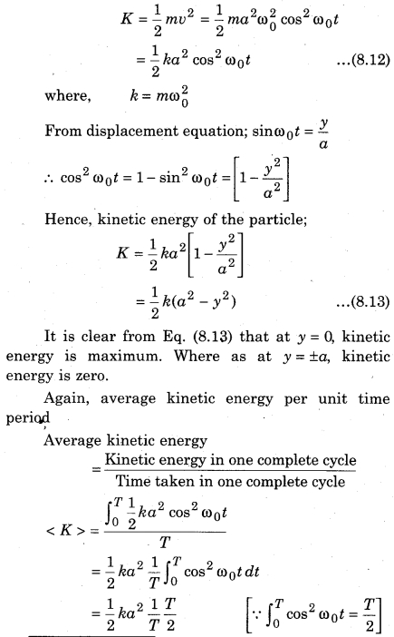 RBSE Solutions for Class 11 Physics Chapter 8 Oscillatory Motion