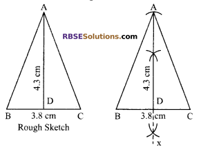 RBSE Solutions for Class 9 Maths Chapter 8 Construction of Triangles Additional Questions