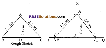 RBSE Solutions for Class 9 Maths Chapter 8 Construction of Triangles Additional Questions