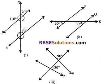 RBSE Solutions for Class 7 Maths Chapter 7 Lines and Angles Ex 7.2