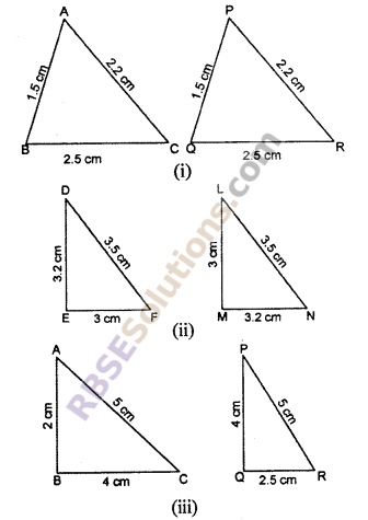 RBSE Solutions for Class 7 Maths Chapter 9 Congruence of Triangles Additional Questions