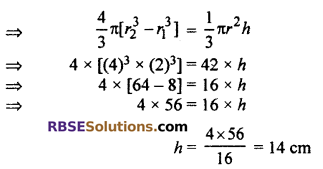 RBSE Solutions for Class 10 Maths Chapter 16 Surface Area and Volume Additional Questions