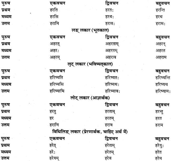 RBSE Class 11 Sanskrit व्याकरणम् धातुरूप प्रकरणम् 36