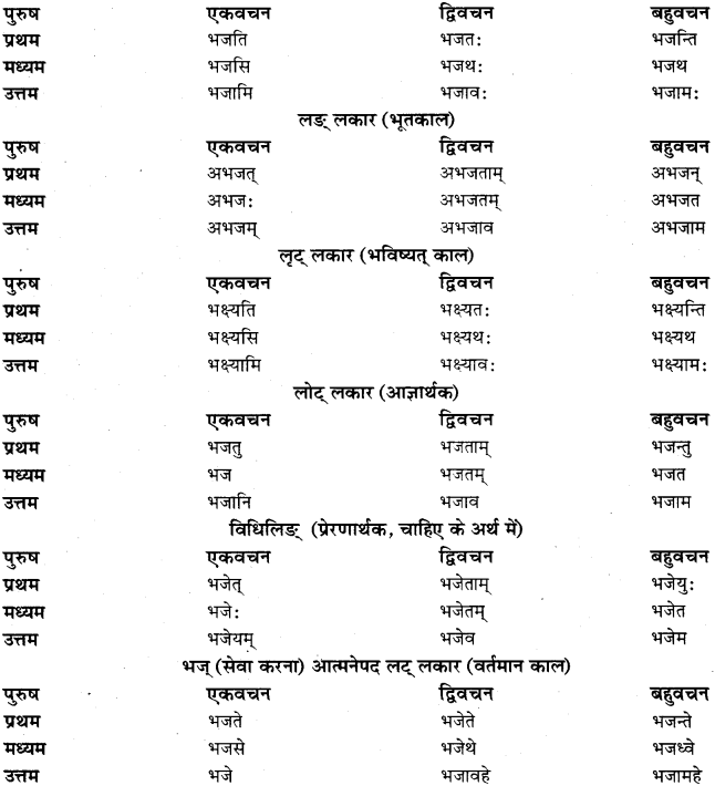 RBSE Class 11 Sanskrit व्याकरणम् धातुरूप प्रकरणम् 39