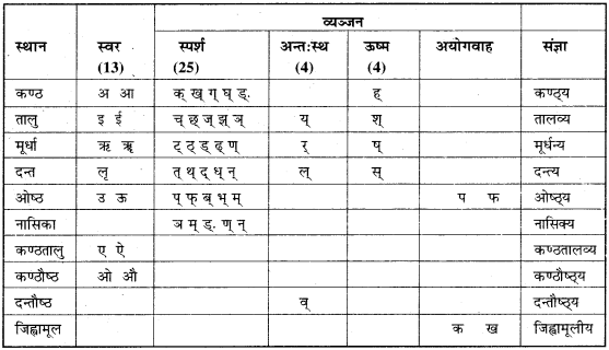 RBSE Class 11 Sanskrit व्याकरणम् वर्ण परिचय 4