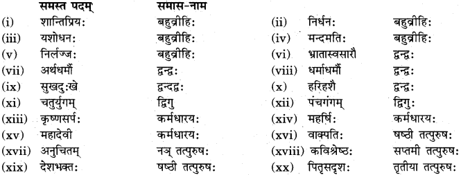 RBSE Class 11 Sanskrit व्याकरणम् समास प्रकरणम् 1