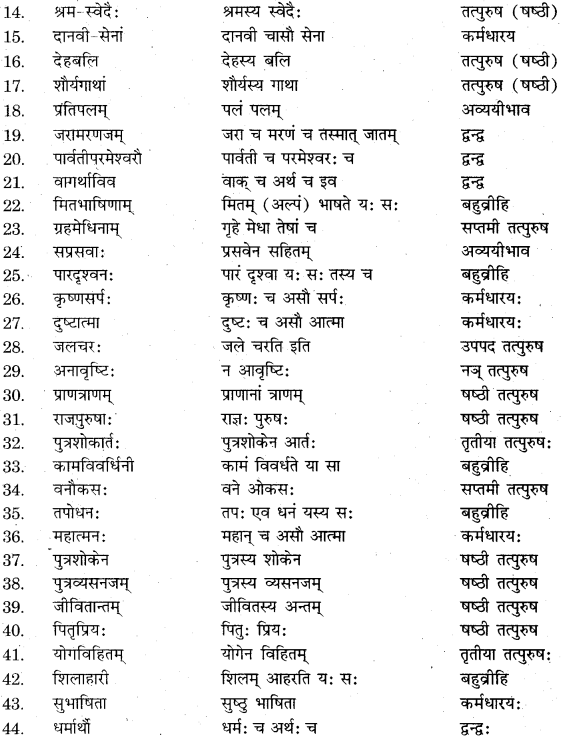 RBSE Class 11 Sanskrit व्याकरणम् समास प्रकरणम् 3