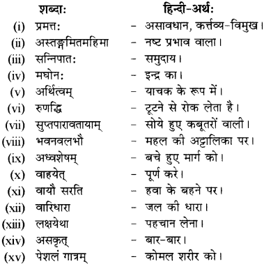 RBSE Solutions for Class 12 Sanskrit विजेत्री Chapter 5 मेघदूतपीयूषम् 10