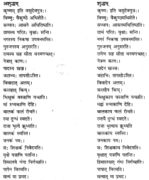 RBSE Class 10 Sanskrit व्याकरणम् अशुद्धि-संशोधनम् image 1