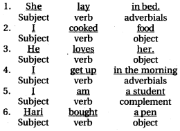 RBSE Class 6 English Grammar SVOCA (Subject, Verb, Object, Complement, Adverbial) image 1