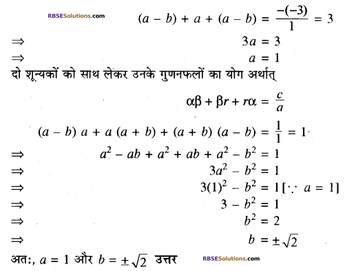 RBSE Solutions for Class 10 Maths Chapter 3 बहुपद Additional Questions 34