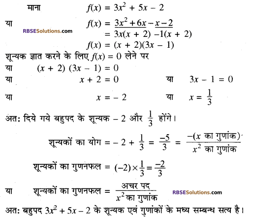 RBSE Solutions for Class 10 Maths Chapter 3 बहुपद Additional Questions 45