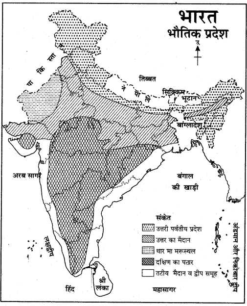 RBSE Solutions for Class 11 Indian Geography Chapter 4 भारत संरचना, उच्चावच एवं स्थलाकृतिक प्रदेश 1