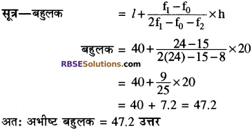 RBSE Solutions for Class 10 Maths Chapter 17 केन्द्रीय प्रवृत्ति के माप Additional Questions 3