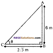 RBSE Solutions for Class 10 Maths Chapter 8 Height and Distance Additional Questions 1
