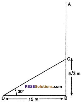 RBSE Solutions for Class 10 Maths Chapter 8 Height and Distance Additional Questions 13