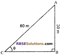 RBSE Solutions for Class 10 Maths Chapter 8 Height and Distance Additional Questions 2