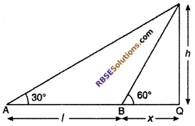 RBSE Solutions for Class 10 Maths Chapter 8 Height and Distance Additional Questions 20