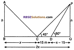 RBSE Solutions for Class 10 Maths Chapter 8 Height and Distance Additional Questions 25