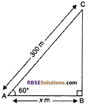 RBSE Solutions for Class 10 Maths Chapter 8 Height and Distance Additional Questions 3