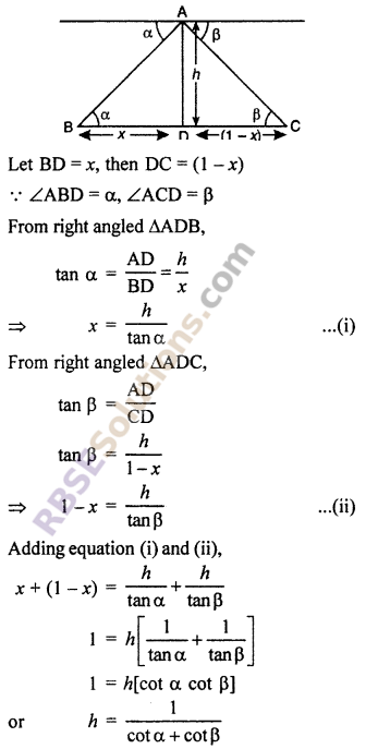 RBSE Solutions for Class 10 Maths Chapter 8 Height and Distance Additional Questions 31