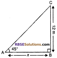 RBSE Solutions for Class 10 Maths Chapter 8 Height and Distance Additional Questions 4