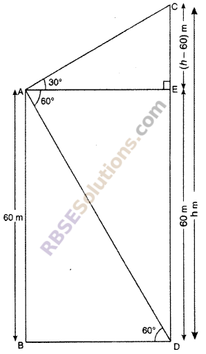 RBSE Solutions for Class 10 Maths Chapter 8 Height and Distance Additional Questions 50