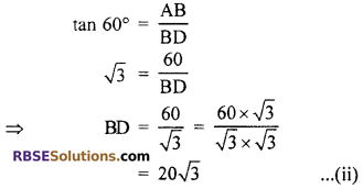 RBSE Solutions for Class 10 Maths Chapter 8 Height and Distance Additional Questions 51