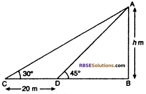 RBSE Solutions for Class 10 Maths Chapter 8 Height and Distance Additional Questions 56