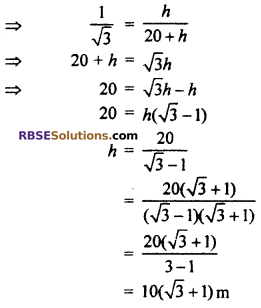 RBSE Solutions for Class 10 Maths Chapter 8 Height and Distance Additional Questions 57