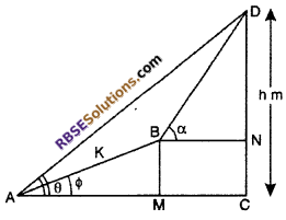 RBSE Solutions for Class 10 Maths Chapter 8 Height and Distance Additional Questions 63