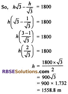 RBSE Solutions for Class 10 Maths Chapter 8 Height and Distance Additional Questions 74
