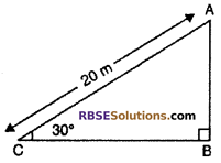 RBSE Solutions for Class 10 Maths Chapter 8 Height and Distance Additional Questions 9