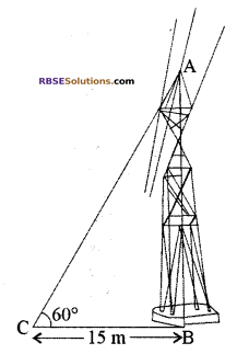 RBSE Solutions for Class 10 Maths Chapter 8 ऊँचाई और दूरी Additional Questions 18