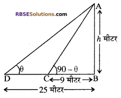 RBSE Solutions for Class 10 Maths Chapter 8 ऊँचाई और दूरी Additional Questions 22
