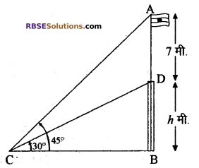 RBSE Solutions for Class 10 Maths Chapter 8 ऊँचाई और दूरी Additional Questions 29