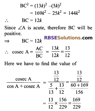 RBSE Solutions for Class 9 Maths Chapter 14 Trigonometric Ratios of Acute Angles Ex 14.1 - 10