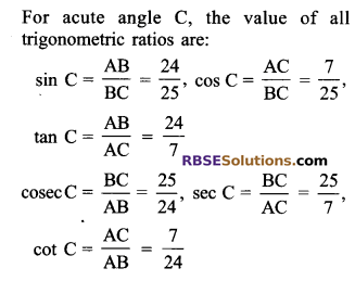 RBSE Solutions for Class 9 Maths Chapter 14 Trigonometric Ratios of Acute Angles Ex 14.1 - 2