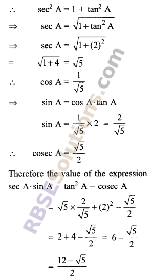 RBSE Solutions for Class 9 Maths Chapter 14 Trigonometric Ratios of Acute Angles Ex 14.2 - 11