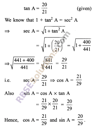 RBSE Solutions for Class 9 Maths Chapter 14 Trigonometric Ratios of Acute Angles Ex 14.2 - 3