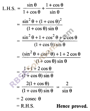 RBSE Solutions for Class 9 Maths Chapter 14 Trigonometric Ratios of Acute Angles Ex 14.3 - 14