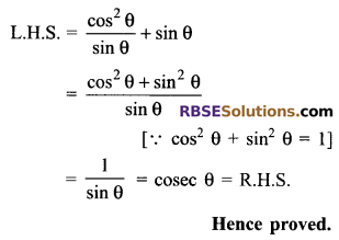 RBSE Solutions for Class 9 Maths Chapter 14 Trigonometric Ratios of Acute Angles Ex 14.3 - 2